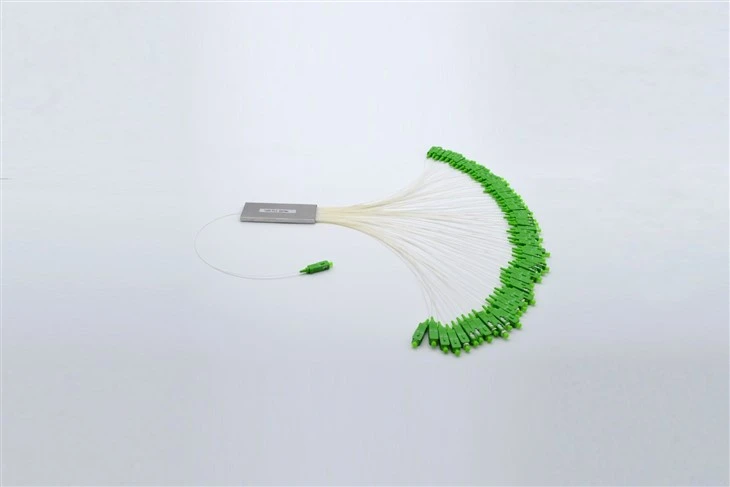 1X64 PLC Fiber Splitter, Steel Tube, Bare Fiber 250μm, SC APC, Singlemode